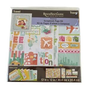 Recollections Travel Scrapbook Page Kit 12x12 Die Cuts Chipboard NEW